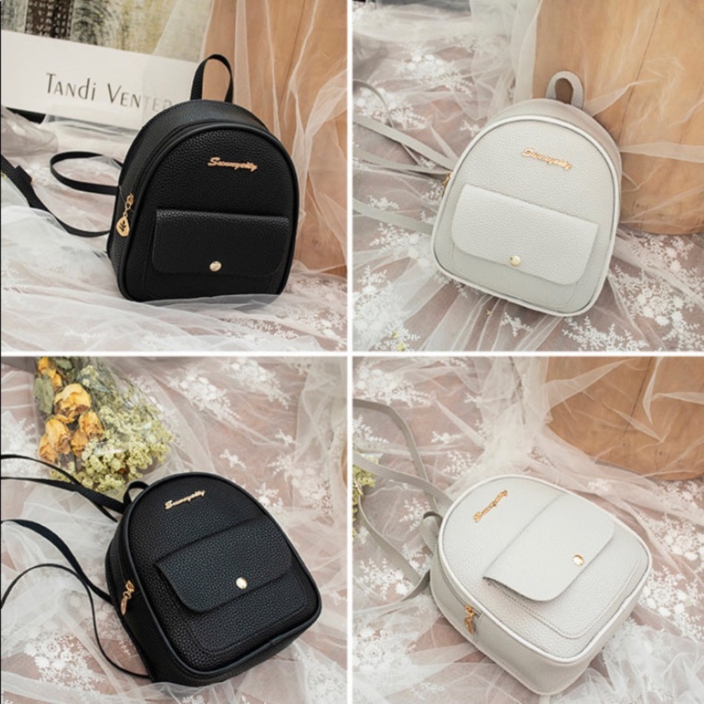 Mini Leather Women's Backpack - GRAY
